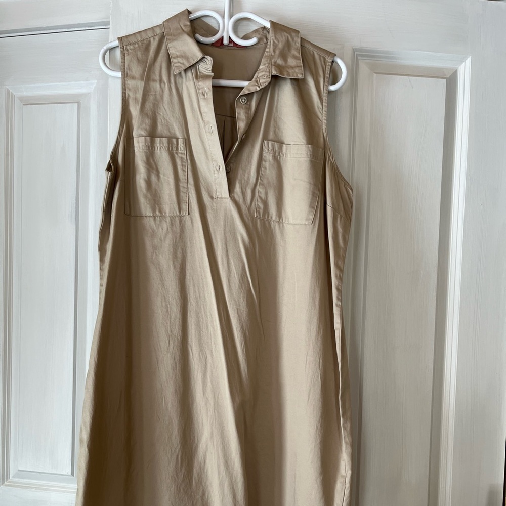 Sleeveless Tan Shirt Dress